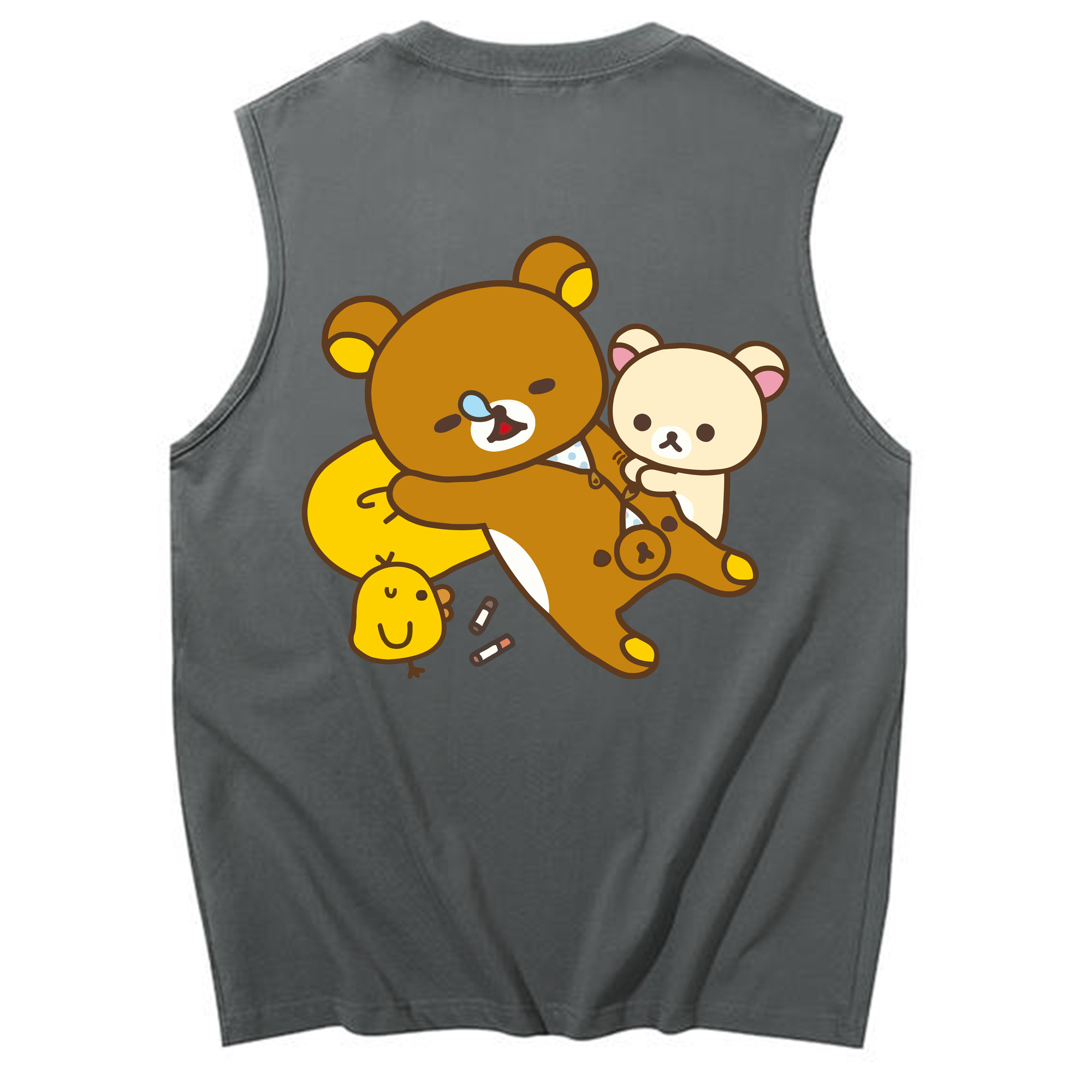 （画像用） リラックマ リラックマ キイロイトリ Rilakkuma Korilakkuma Kiiroitori コットン100％タンクトップ（背面プリント）